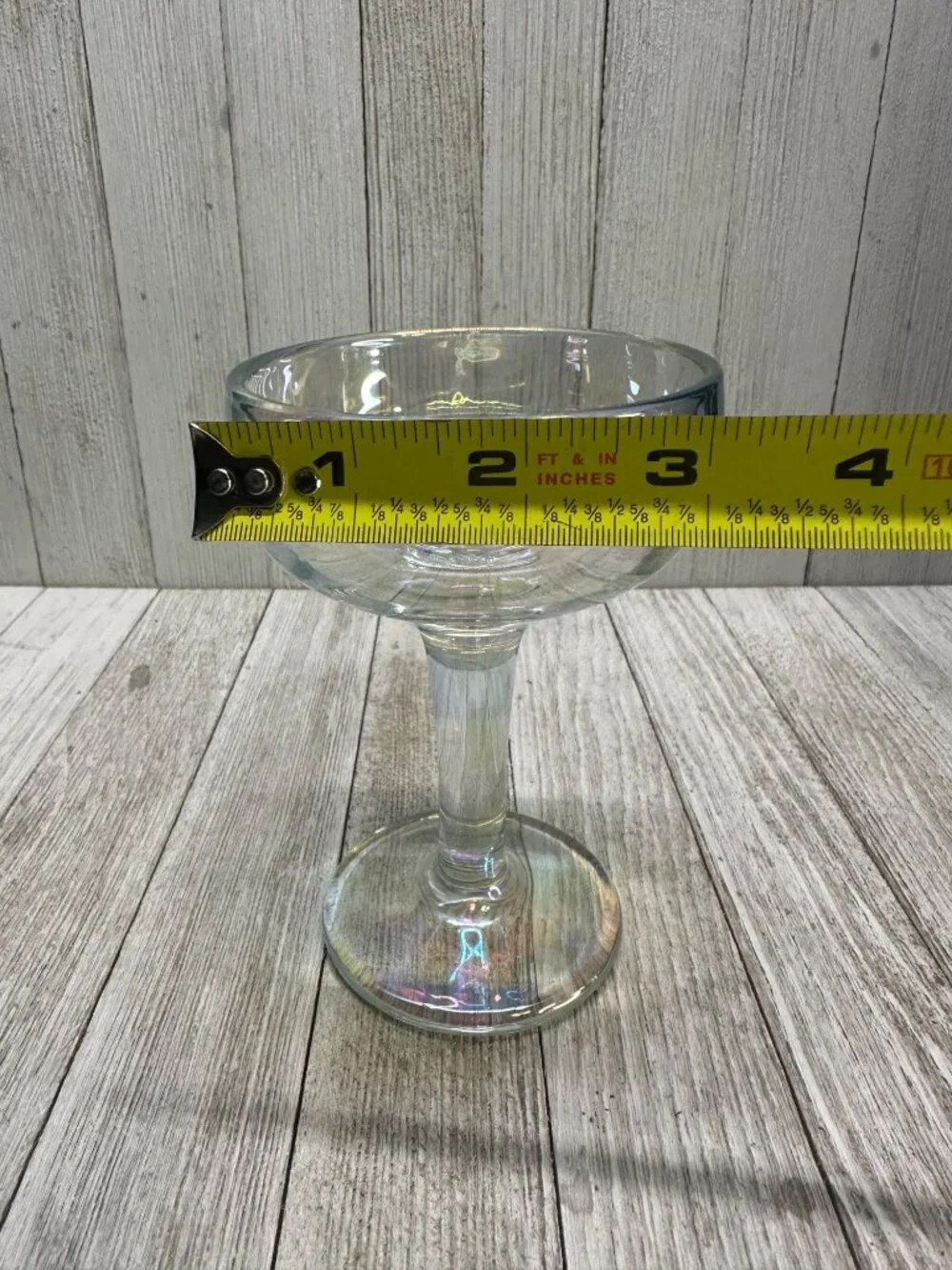 Vintage Iridescent Optic MCM Champagne Sherbet Glasses Heavy Stemmed - Set of 2